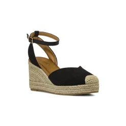 Zeppe nere da Donna in corda 8,5 cm e punta in crochet Lora Ferres