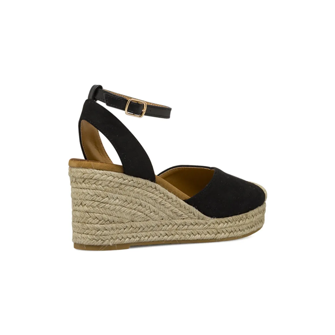 Zeppe nere da Donna in corda 8,5 cm e punta in crochet Lora Ferres