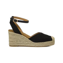 Zeppe nere da Donna in corda 8,5 cm e punta in crochet Lora Ferres