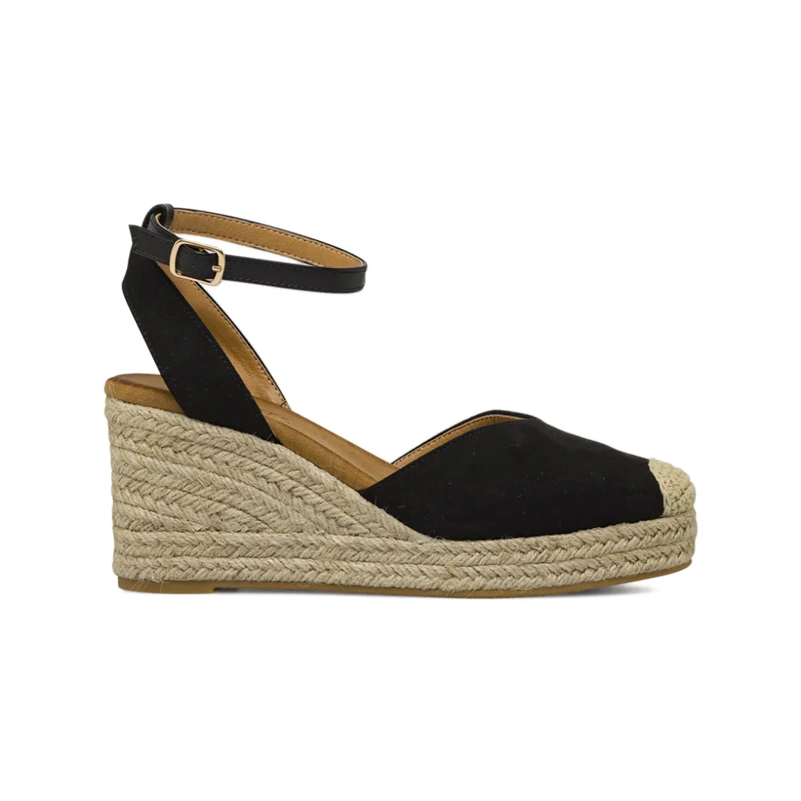 Zeppe nere da Donna in corda 8,5 cm e punta in crochet Lora Ferres