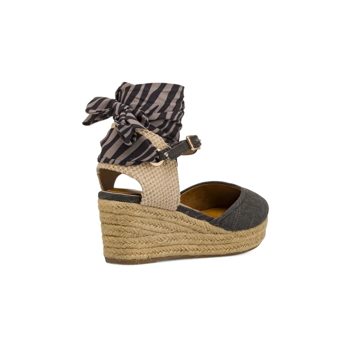 Zeppe nere da Donna in tessuto con foulard zebrato Jeep Spirit
