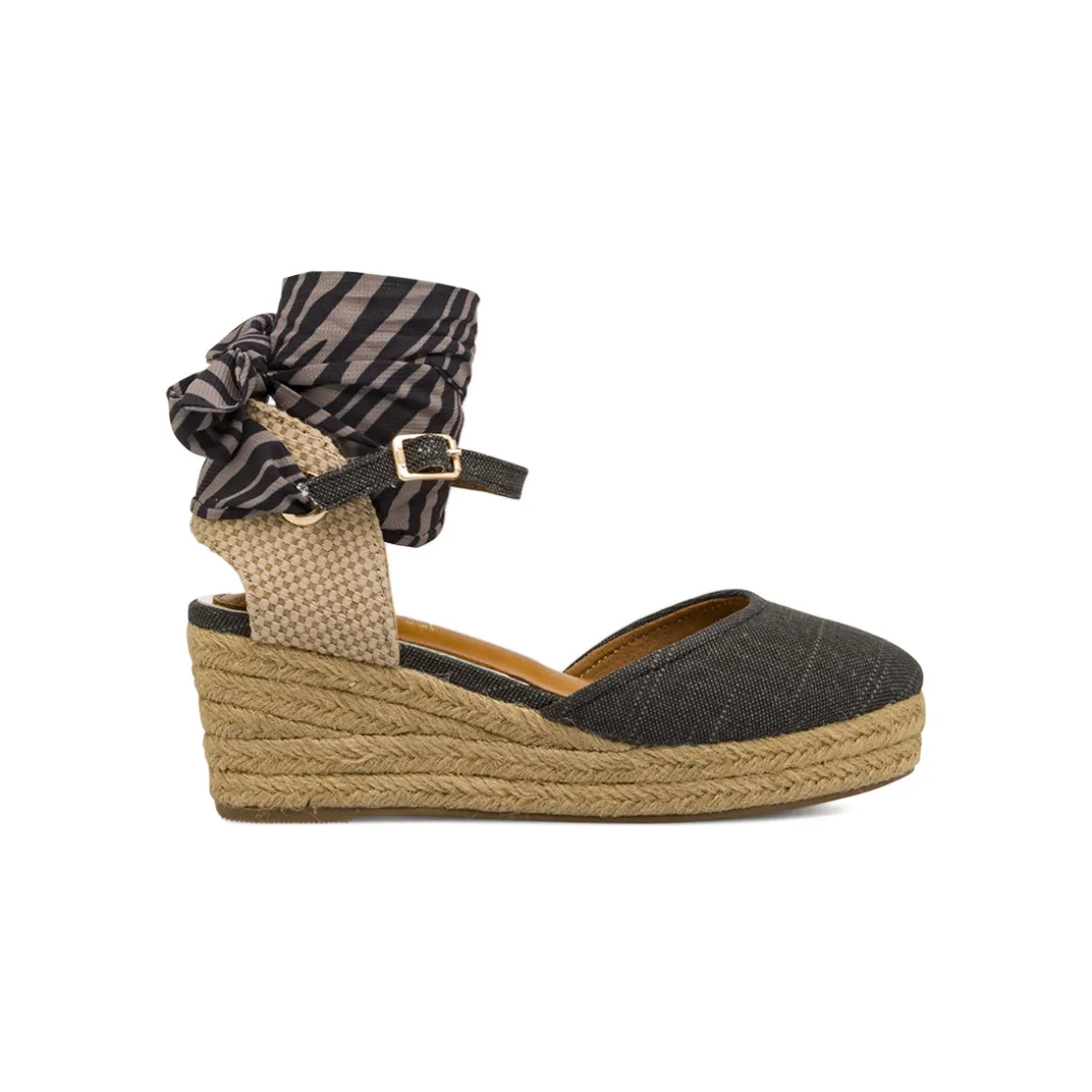 Zeppe nere da Donna in tessuto con foulard zebrato Jeep Spirit