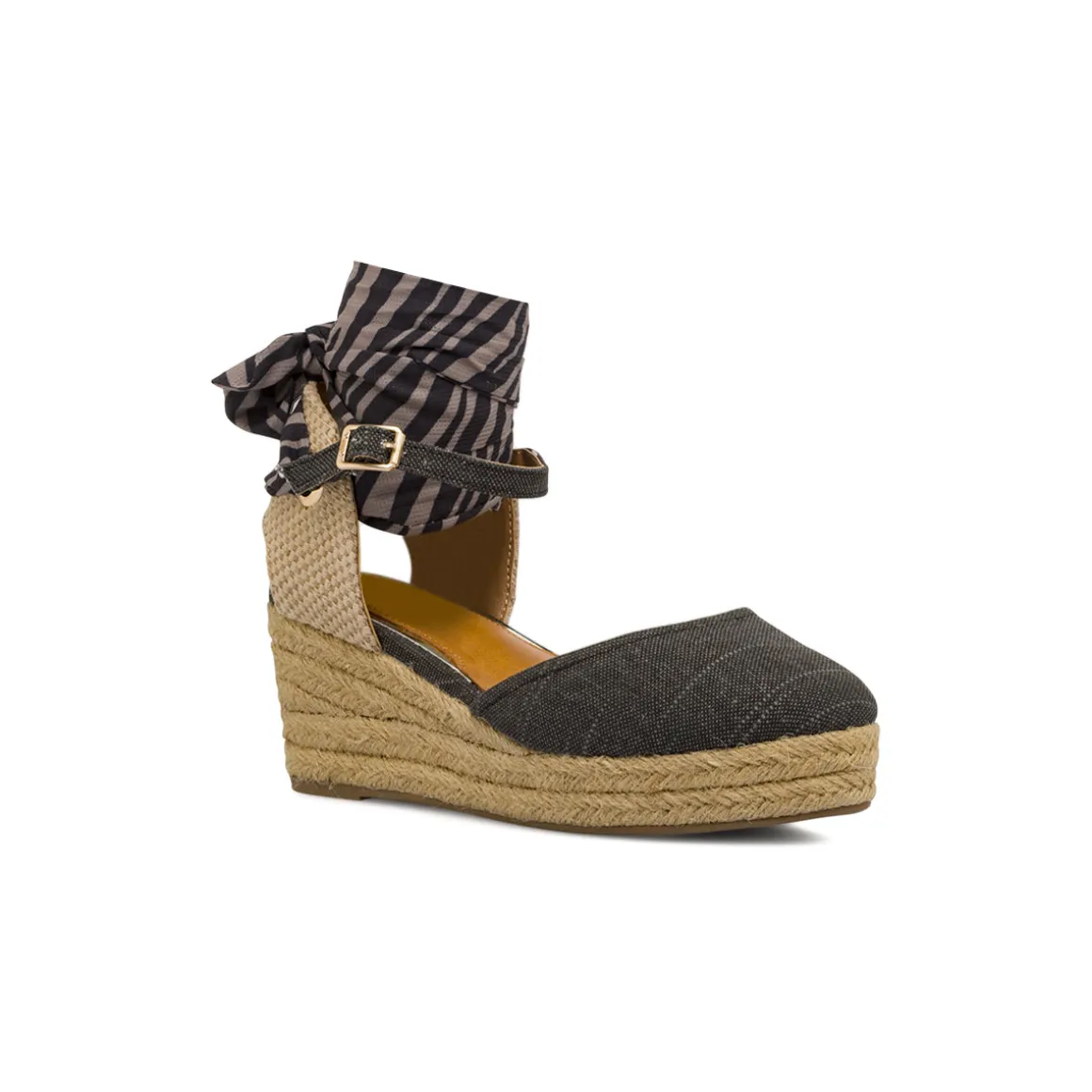 Zeppe nere da Donna in tessuto con foulard zebrato Jeep Spirit