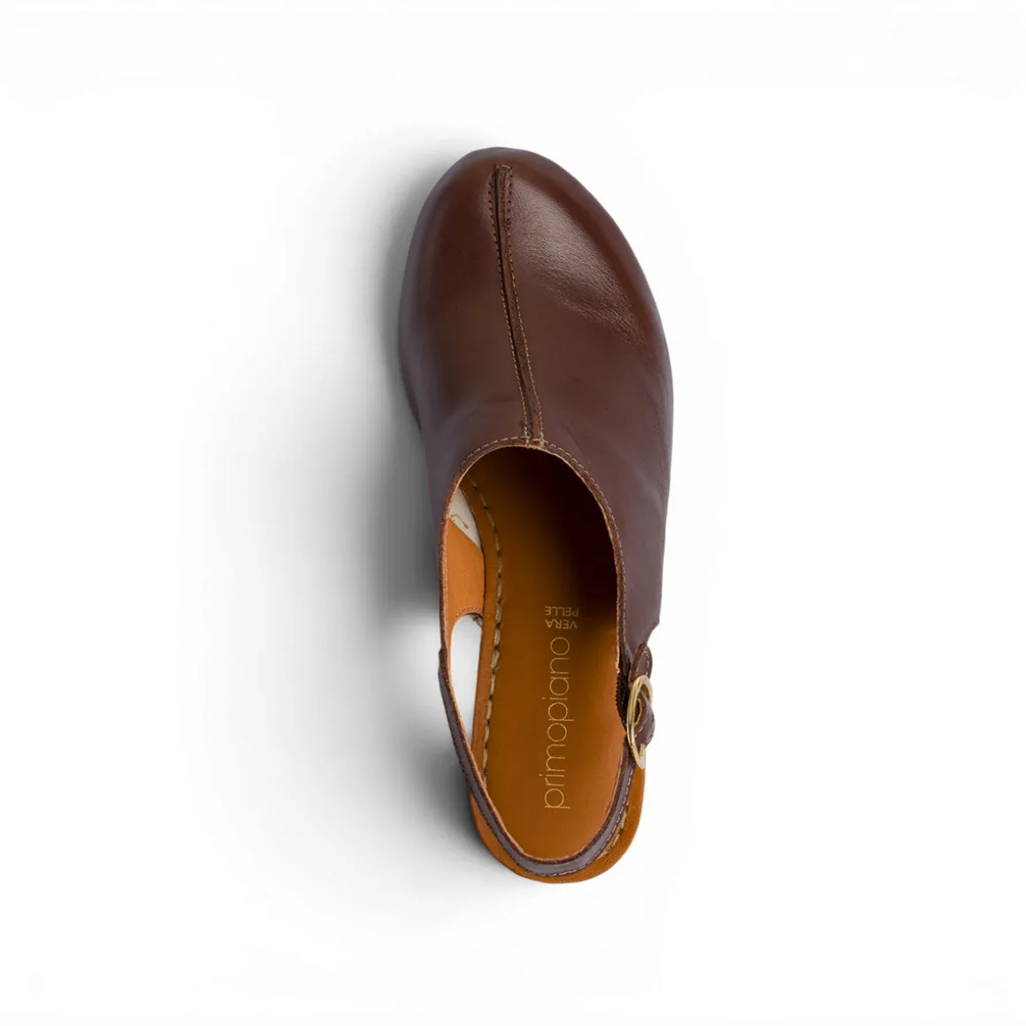 Zoccoli Sabot Svedese Donna Marrone con Tacco a Colonna 8cm Primopiano