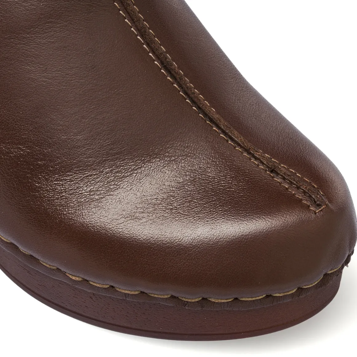 Zoccoli Sabot Svedese Donna Marrone con Tacco a Colonna 8cm Primopiano