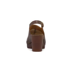 Zoccoli Sabot Svedese Donna Marrone con Tacco a Colonna 8cm Primopiano